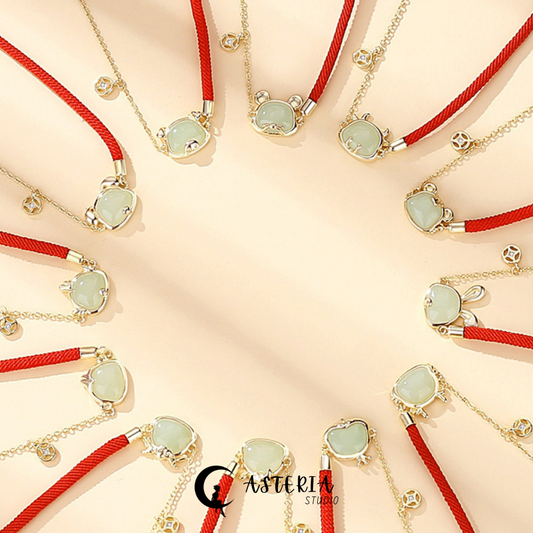 Chinese Zodiac Jade Mouse Bracelets