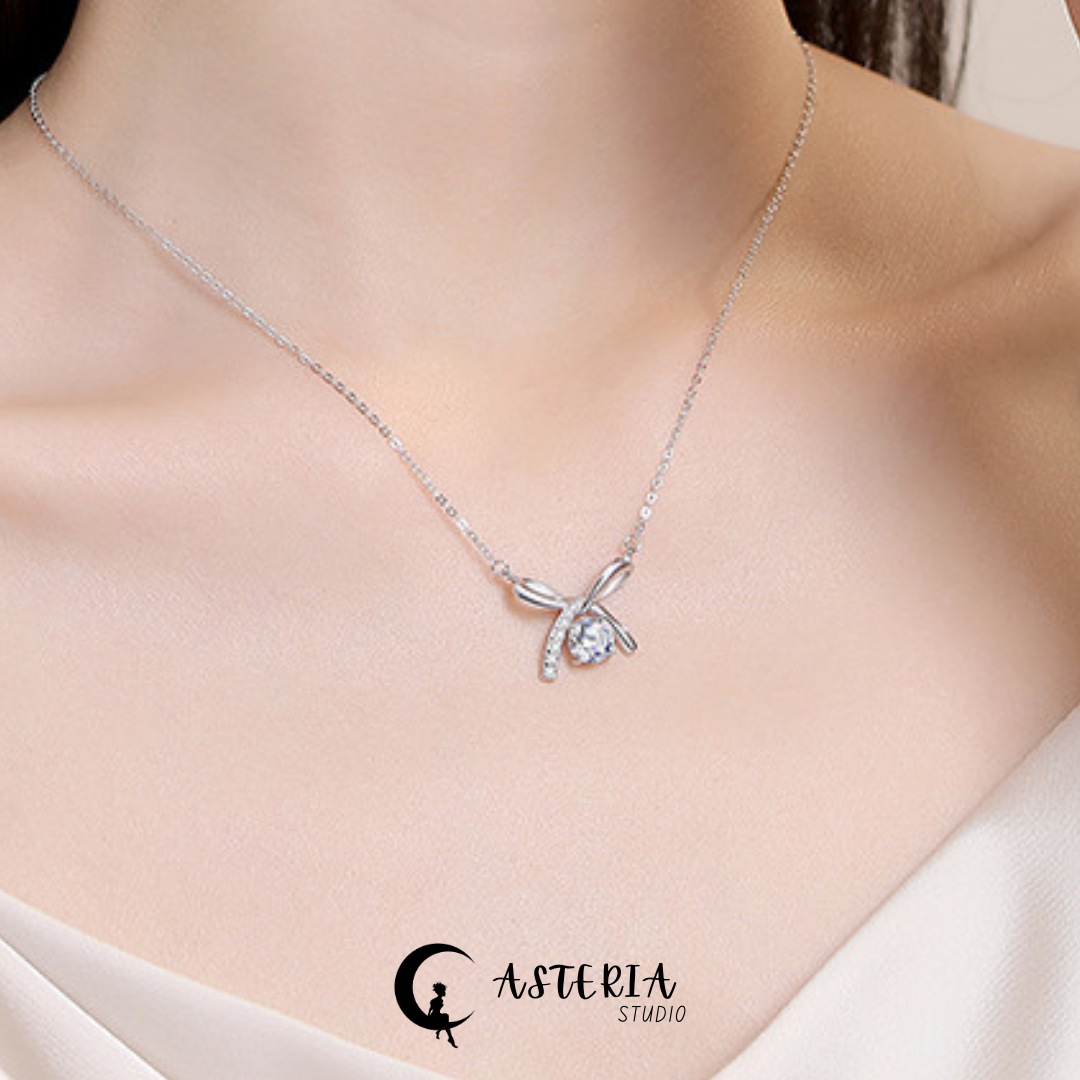 Moissanite Ribbon Necklace