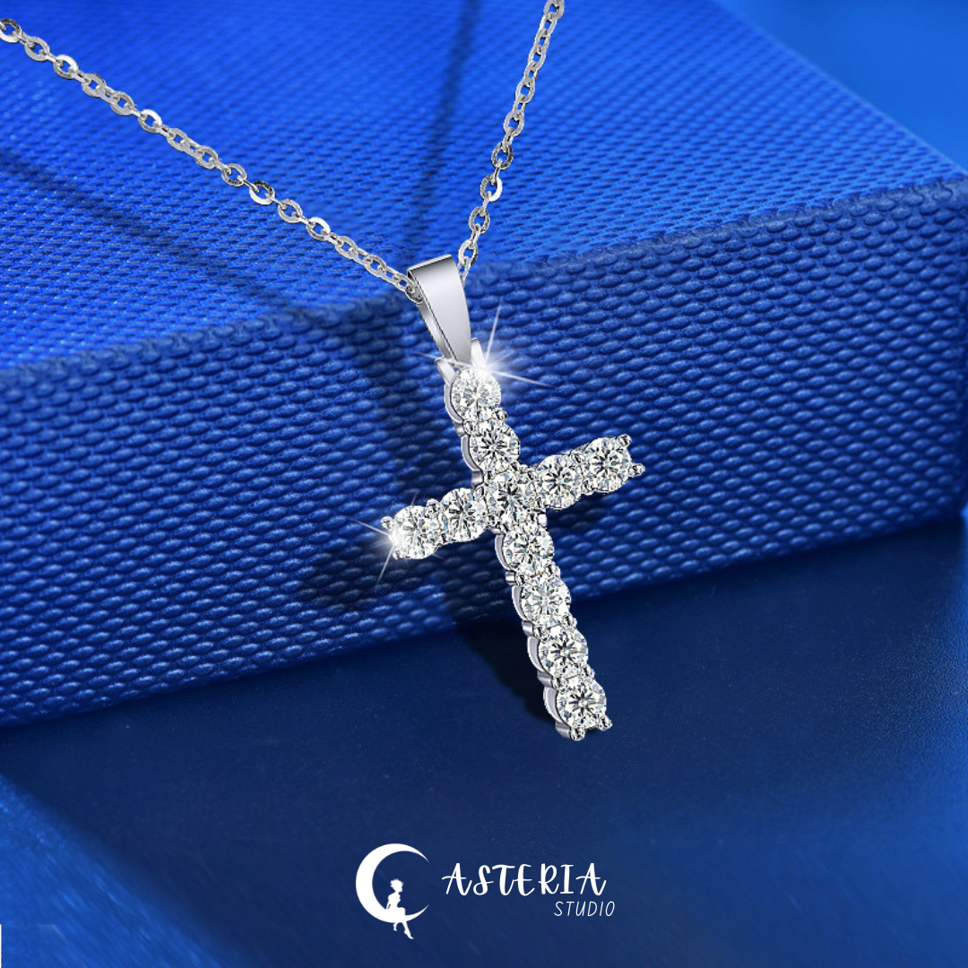 Cross Moissanite Necklace